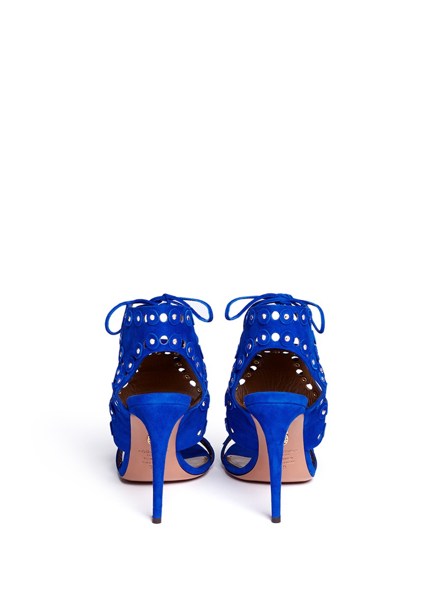 christian louboutin sandals Blue suede perforation | Learn to Read ...