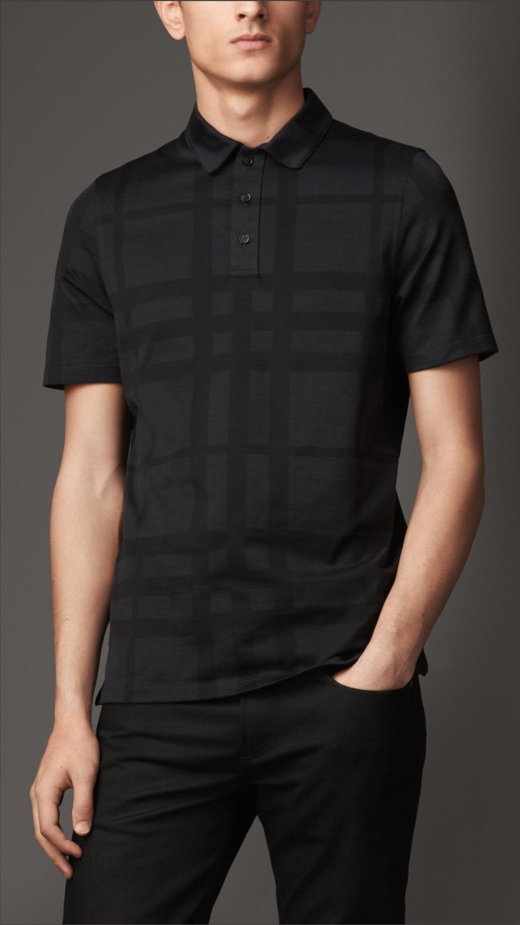 black burberry collar shirt