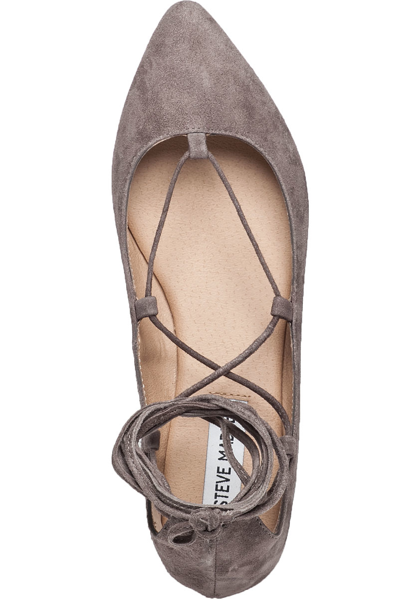 Lyst - Steve madden Eleanorr Lace-Up Suede Ballet Flats in Brown