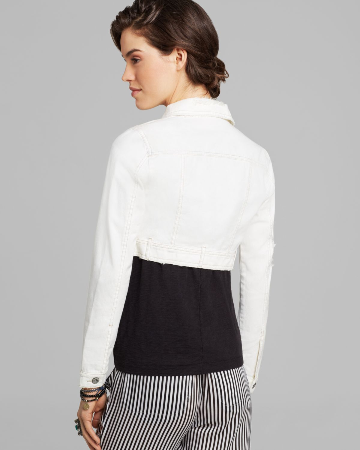 Lyst Free people Jacket Cropped Denim in White