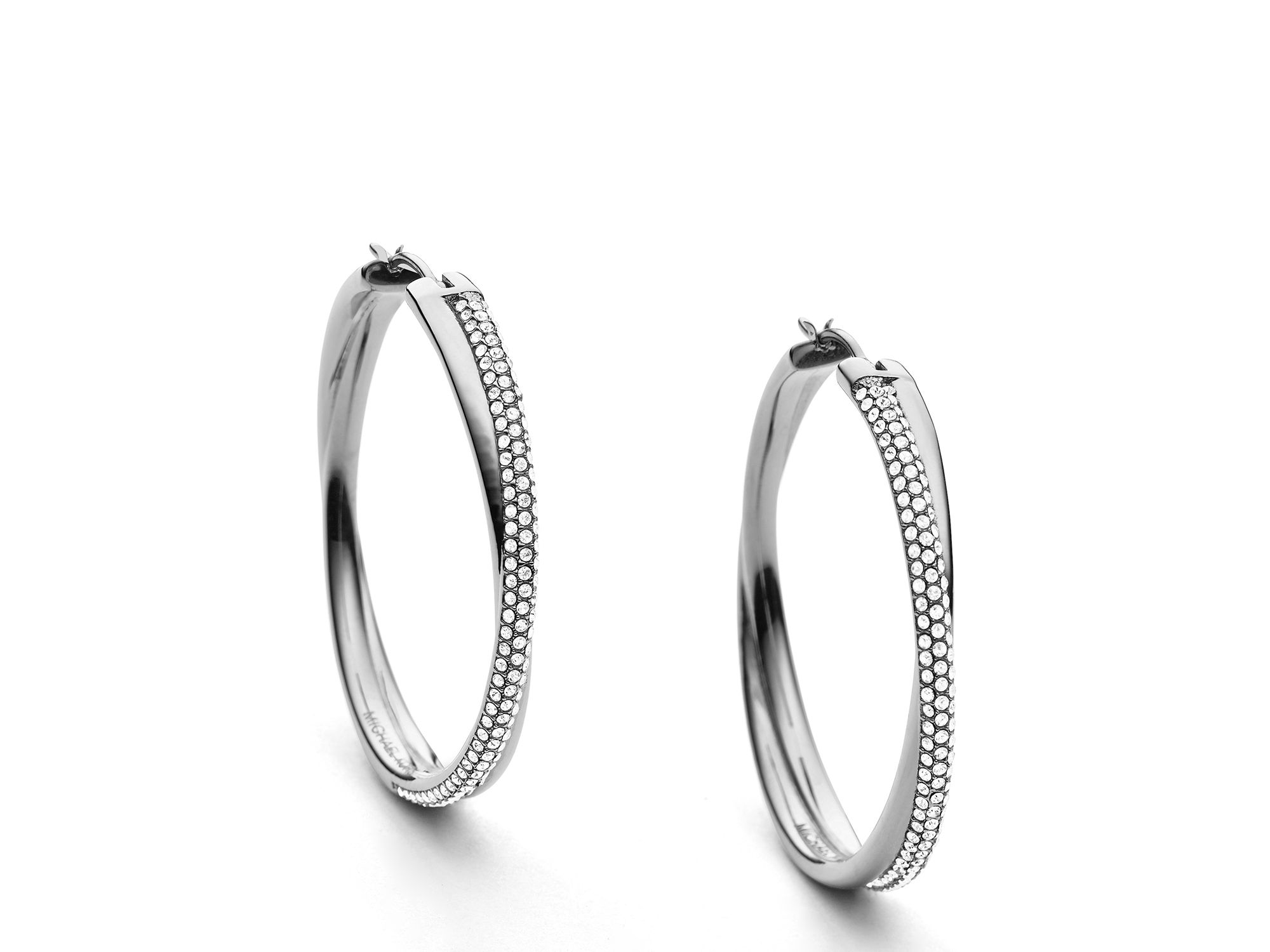 Michael kors Pavé Crisscross Hoop Earrings in Metallic Lyst