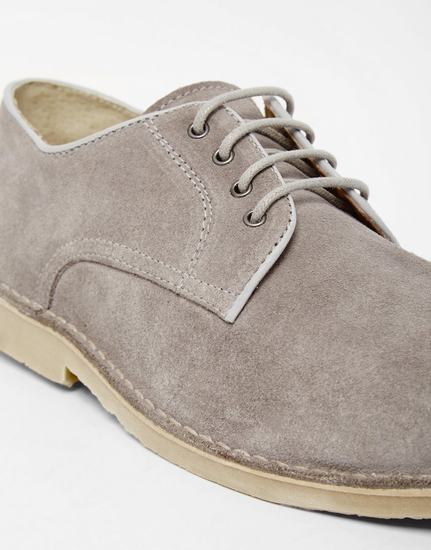Lyst Asos Derby Shoes In Suede in Gray for Men