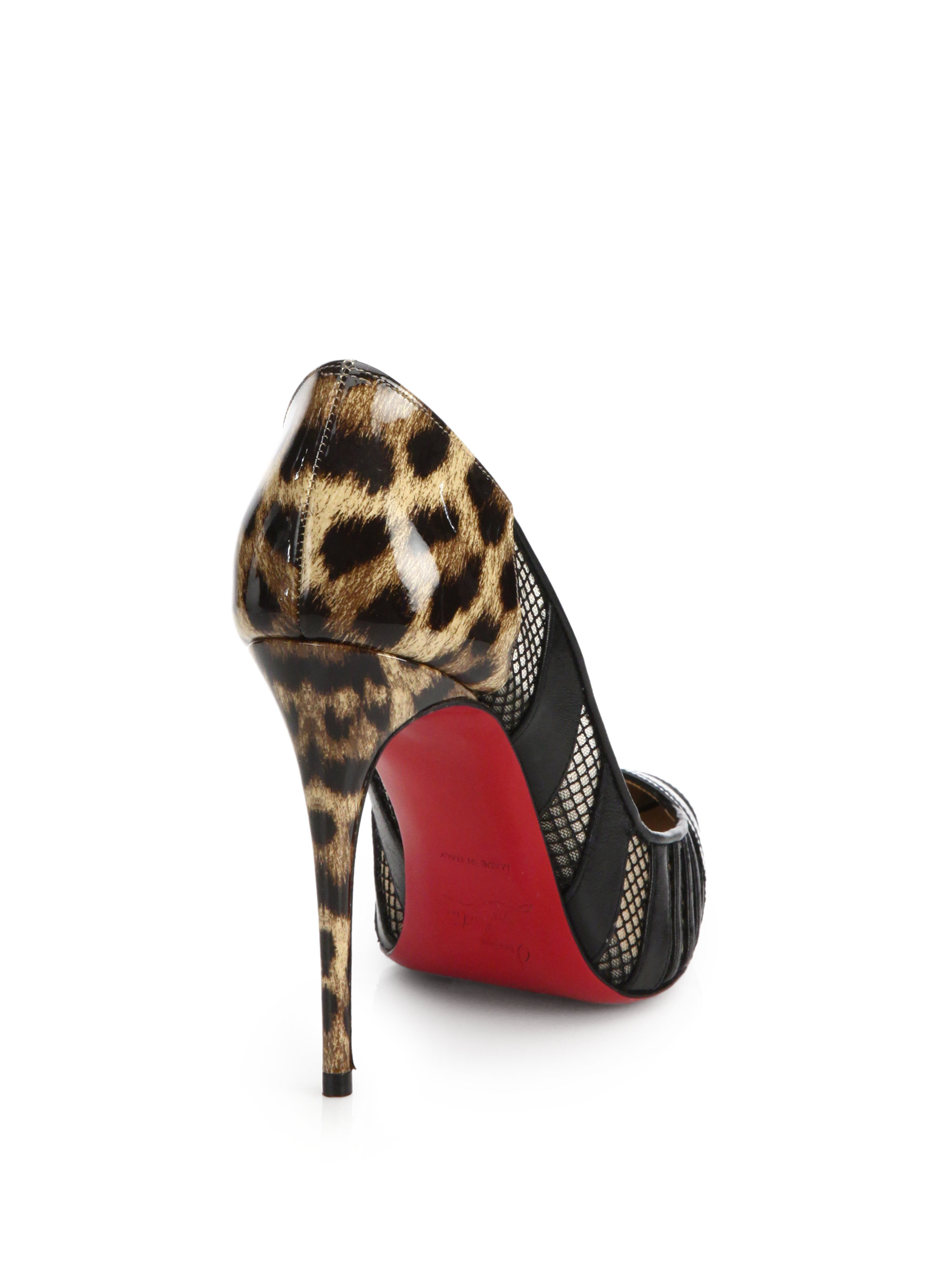 Christian louboutin Bandy Leopard Patent Leather \u0026amp; Mesh Pumps in ...