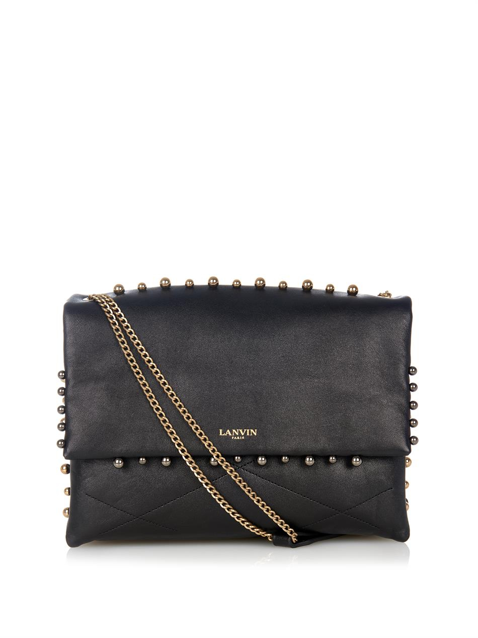Lanvin Sugar Stud-embellished Medium Leather Shoulder Bag in Black | Lyst