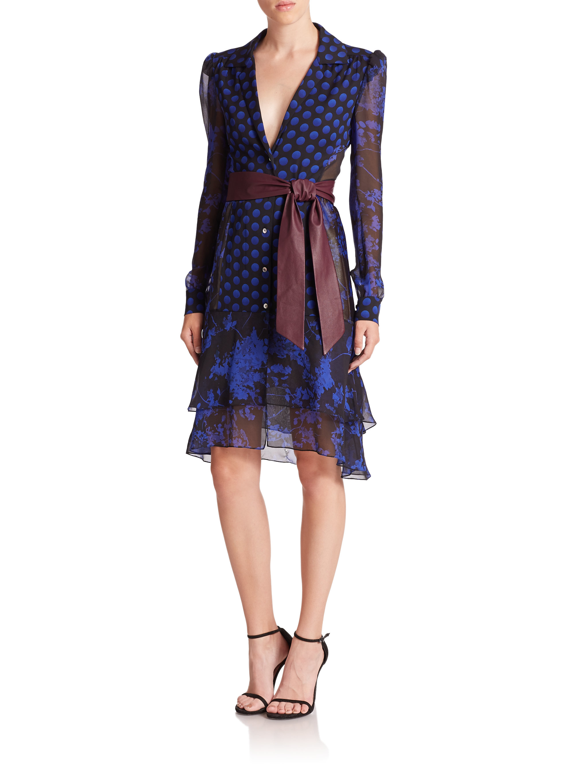 Lyst Diane Von Furstenberg Catherine Printed Stretch Silk Dress In Gallery