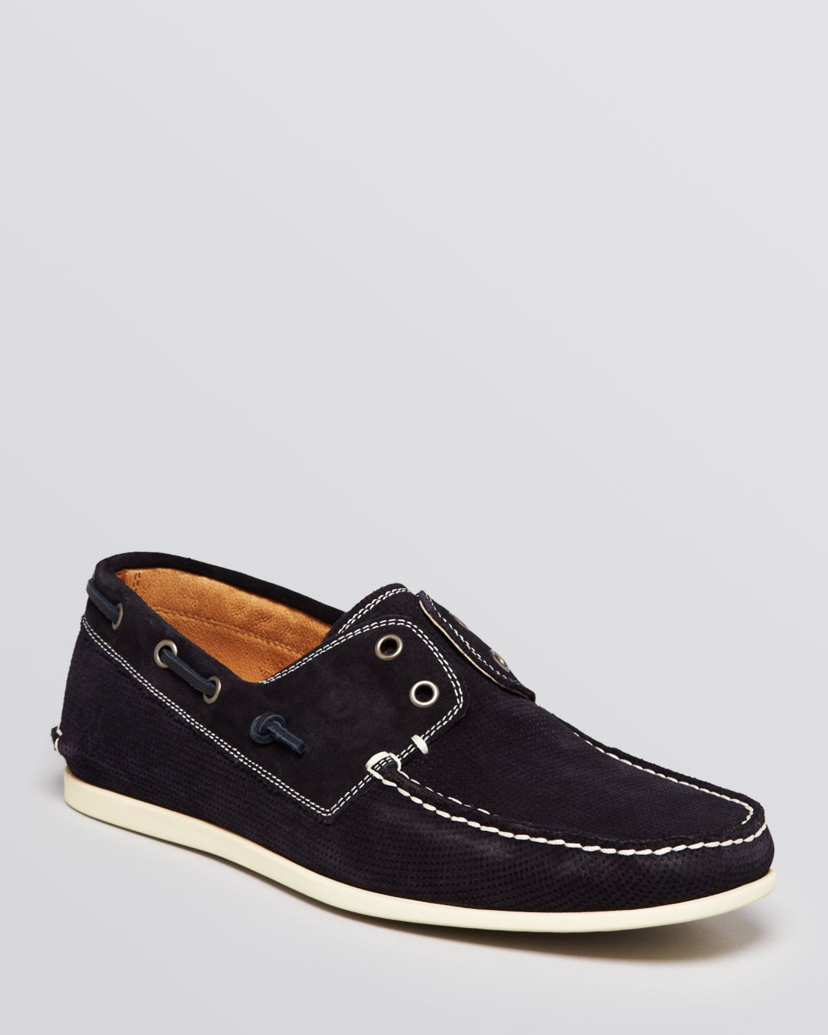 John Varvatos Star Usa Schooner Perforated Suede Boat Shoes in Blue for ...