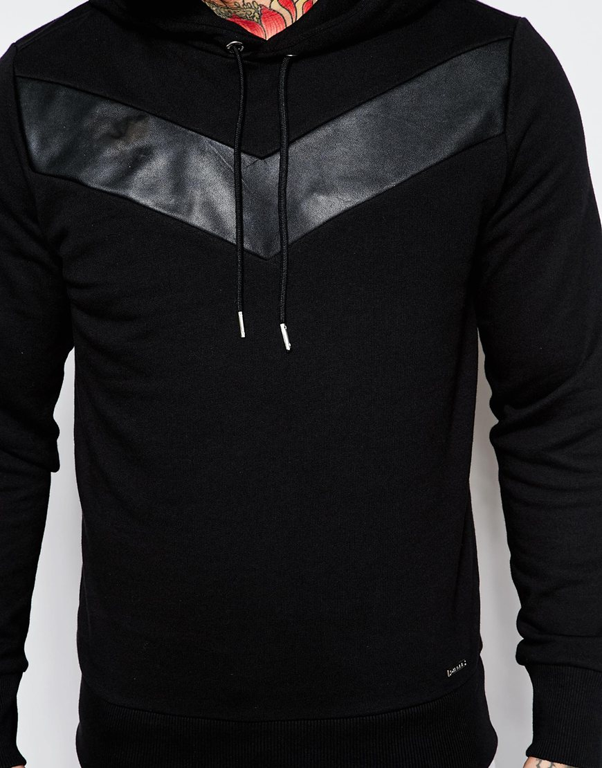 Black leather hoodie