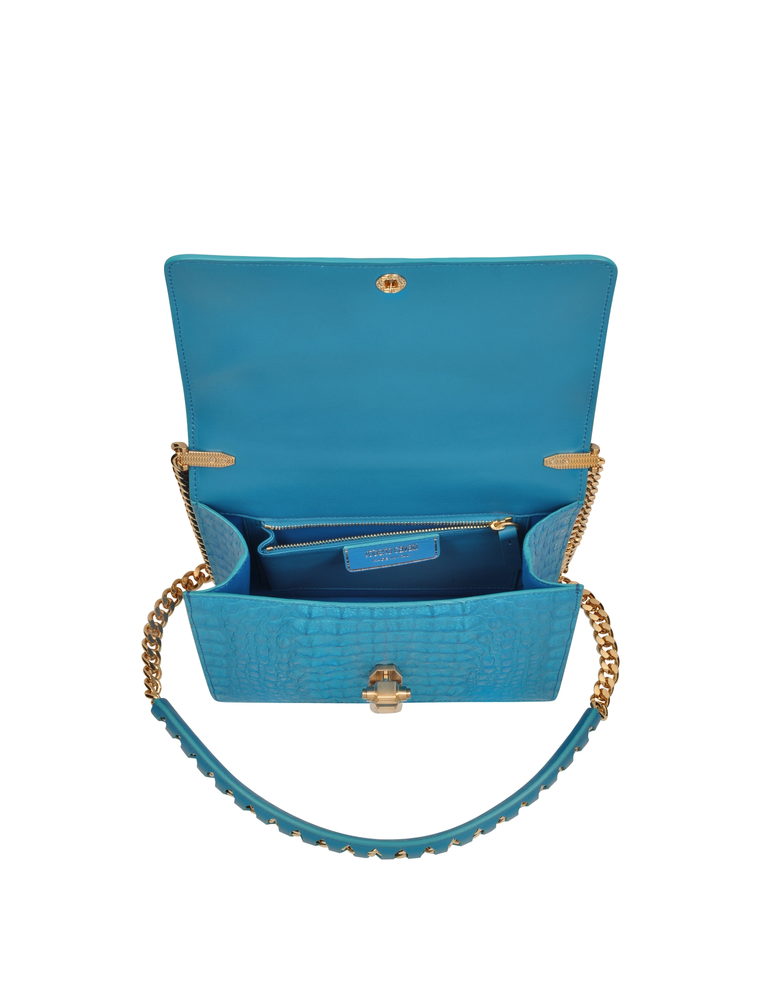 Lyst - Roberto Cavalli Hera Medium Turquoise Alligator Shoulder Bag