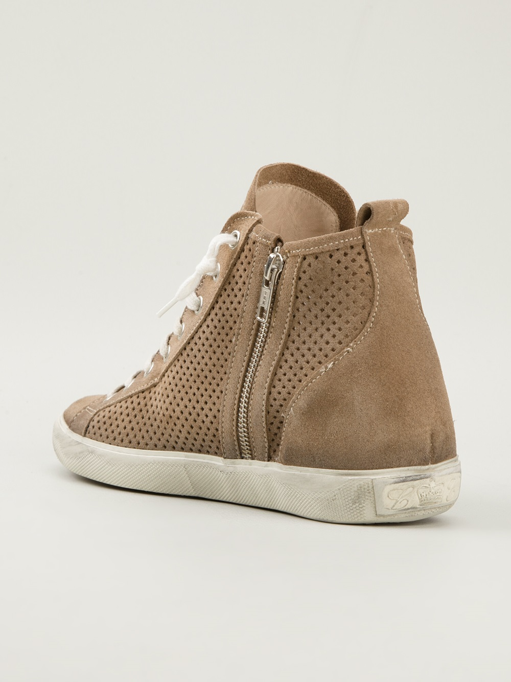 Lyst Leather Crown Perforated Hitop Sneakers In Brown 0598