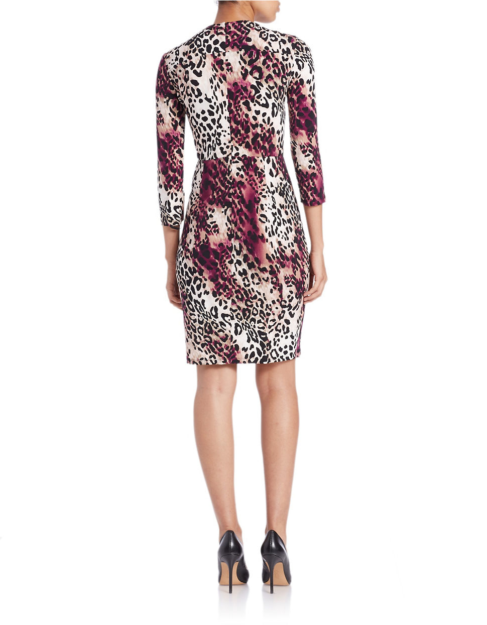 Calvin Klein Leopard-print Sheath Dress in Purple - Lyst