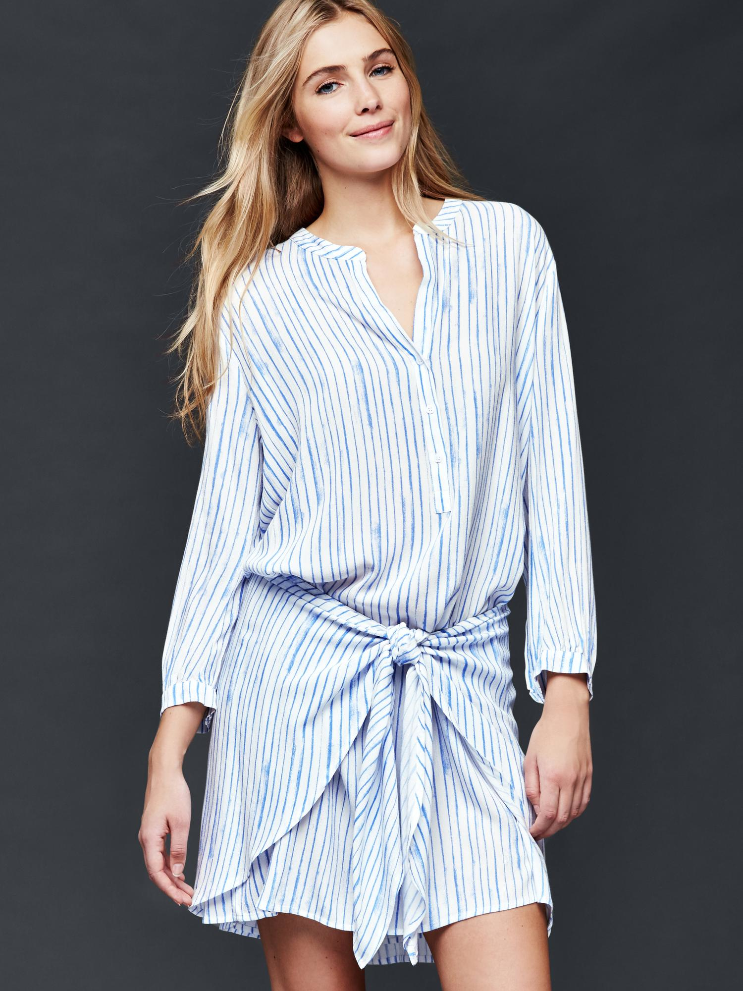  Gap  Wrap tie Stripe Shirt  Dress  in Blue new off white  Lyst