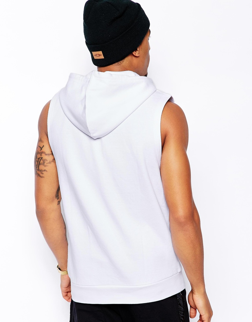 Lyst Asos Sleeveless Zip Up Hoodie in White for Men