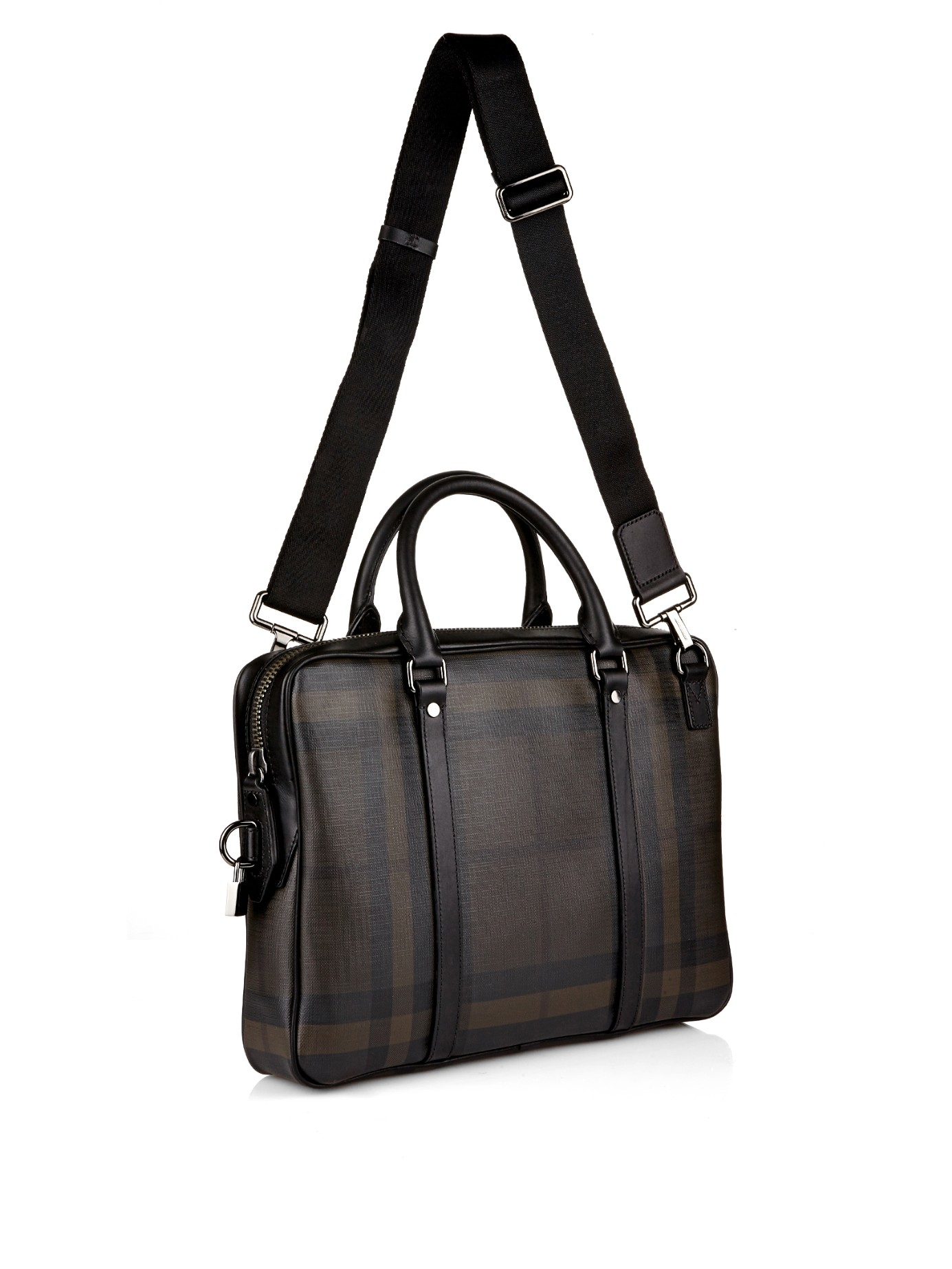 Burberry Brit Smoked Check Leather Laptop Bag in Black for Men Lyst