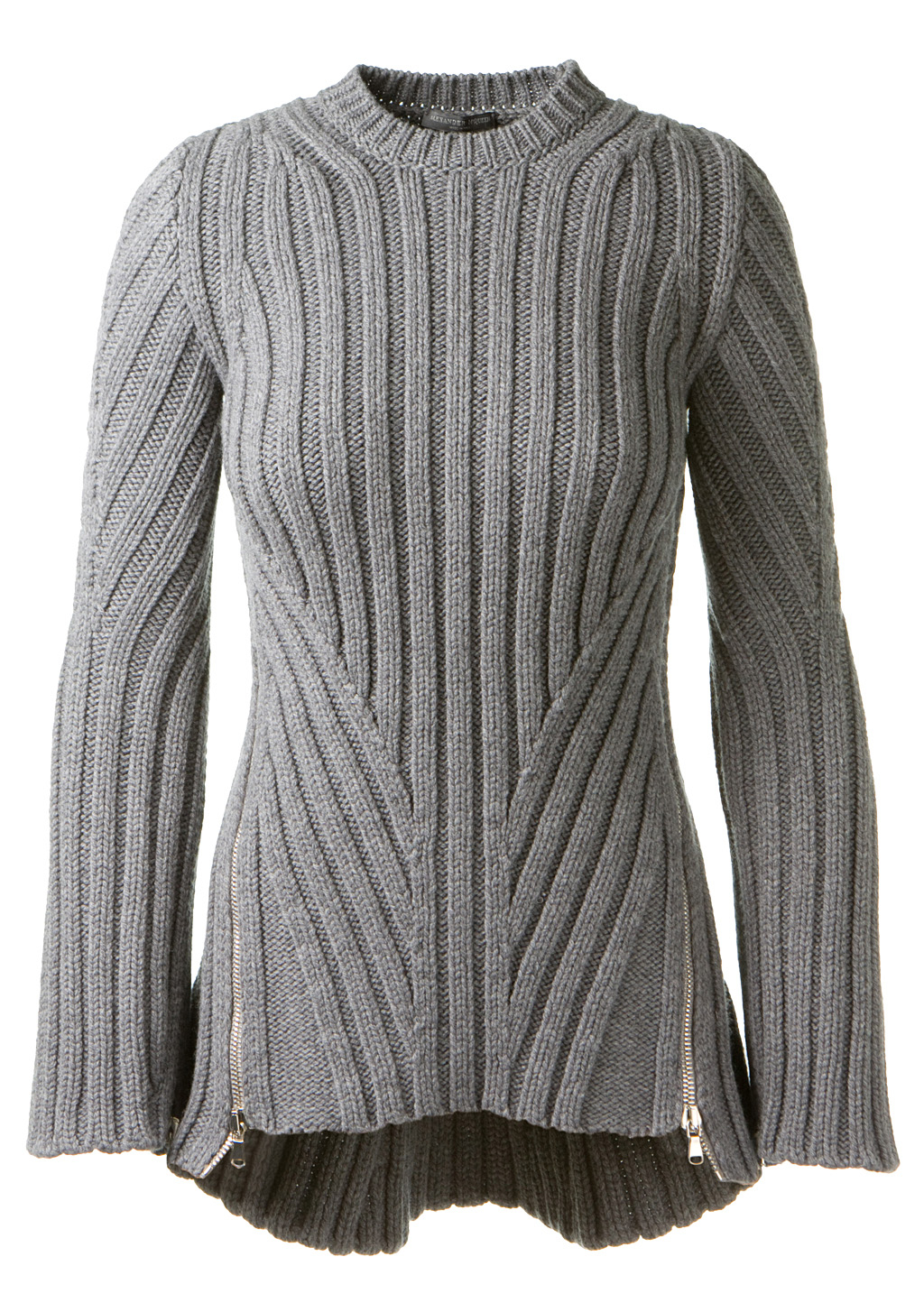 Alexander mcqueen Grey Ribbed Wool And Cashmere Knit in Gray (grey) | Lyst