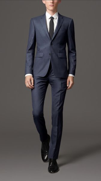 Burberry Slim Fit Wool Silk Suit in Blue for Men (steel blue) | Lyst