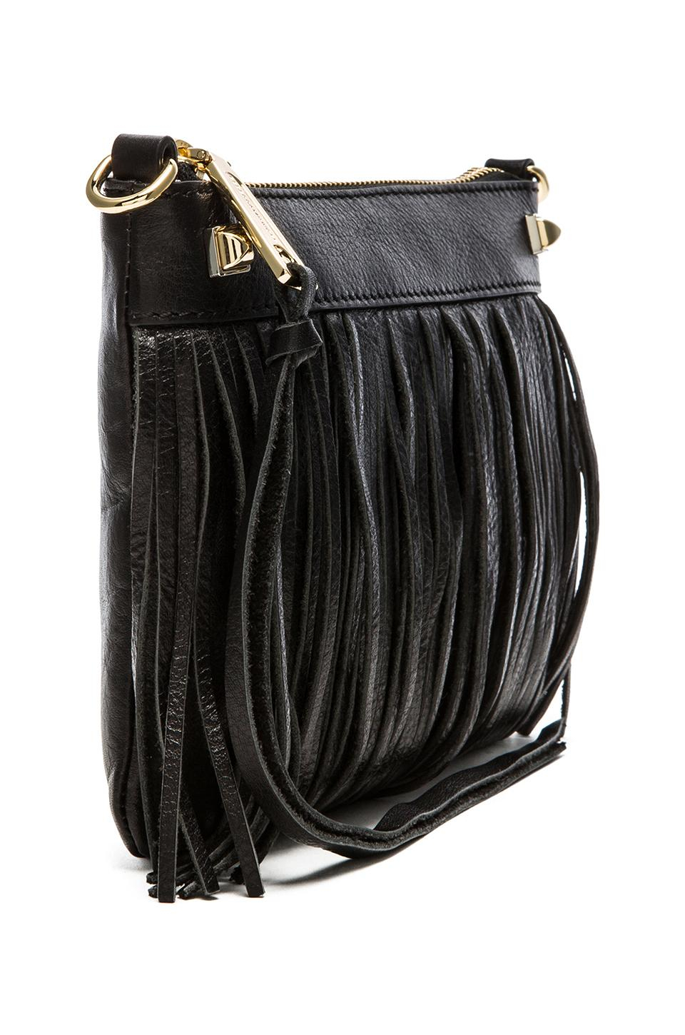 Rebecca minkoff Mini Fringe Leather Cross-Body Bag in Black | Lyst