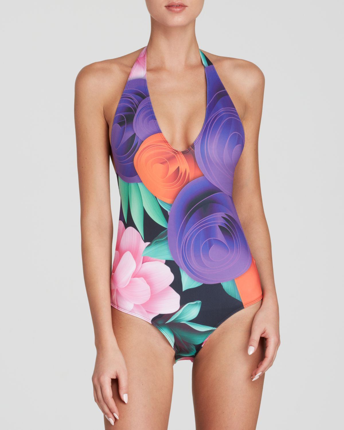 Clover Canyon Lotus Garden Neoprene Open Back One Piece Swimsuit In Multicolor Multi Lyst 6024