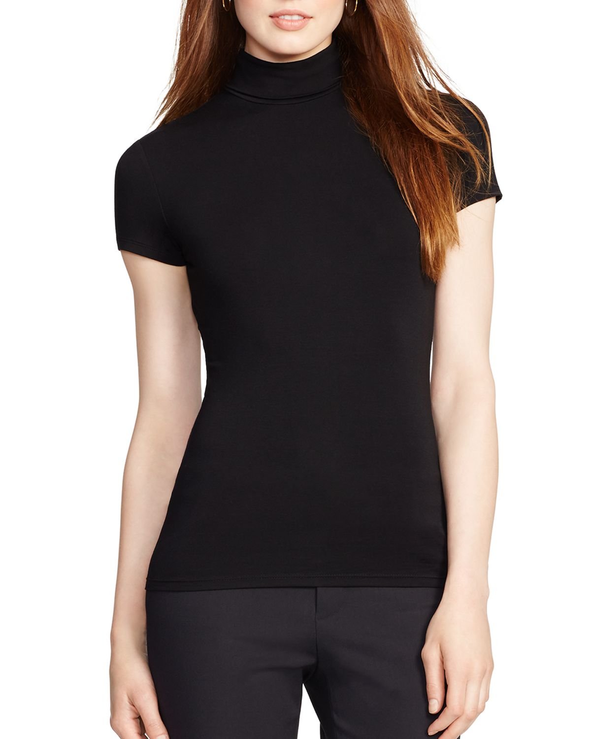 Lyst Ralph Lauren Lauren Short Sleeve Turtleneck Top In Black   Ralph Lauren Dena Lauren Petites Short Sleeve Turtleneck Top Product 0 739970511 Normal 