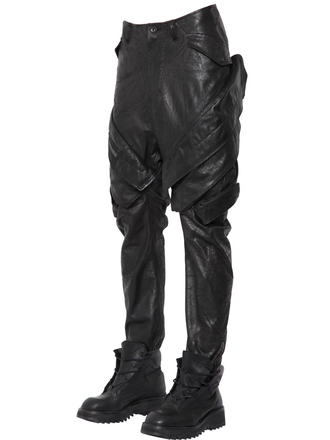 Lyst - Julius Nappa Leather Cargo Pants in Black for Men