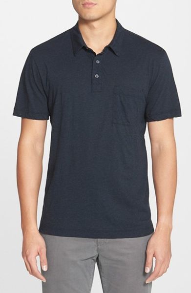 Download James Perse Melange Jersey Short Sleeve Polo Shirt in Blue ...
