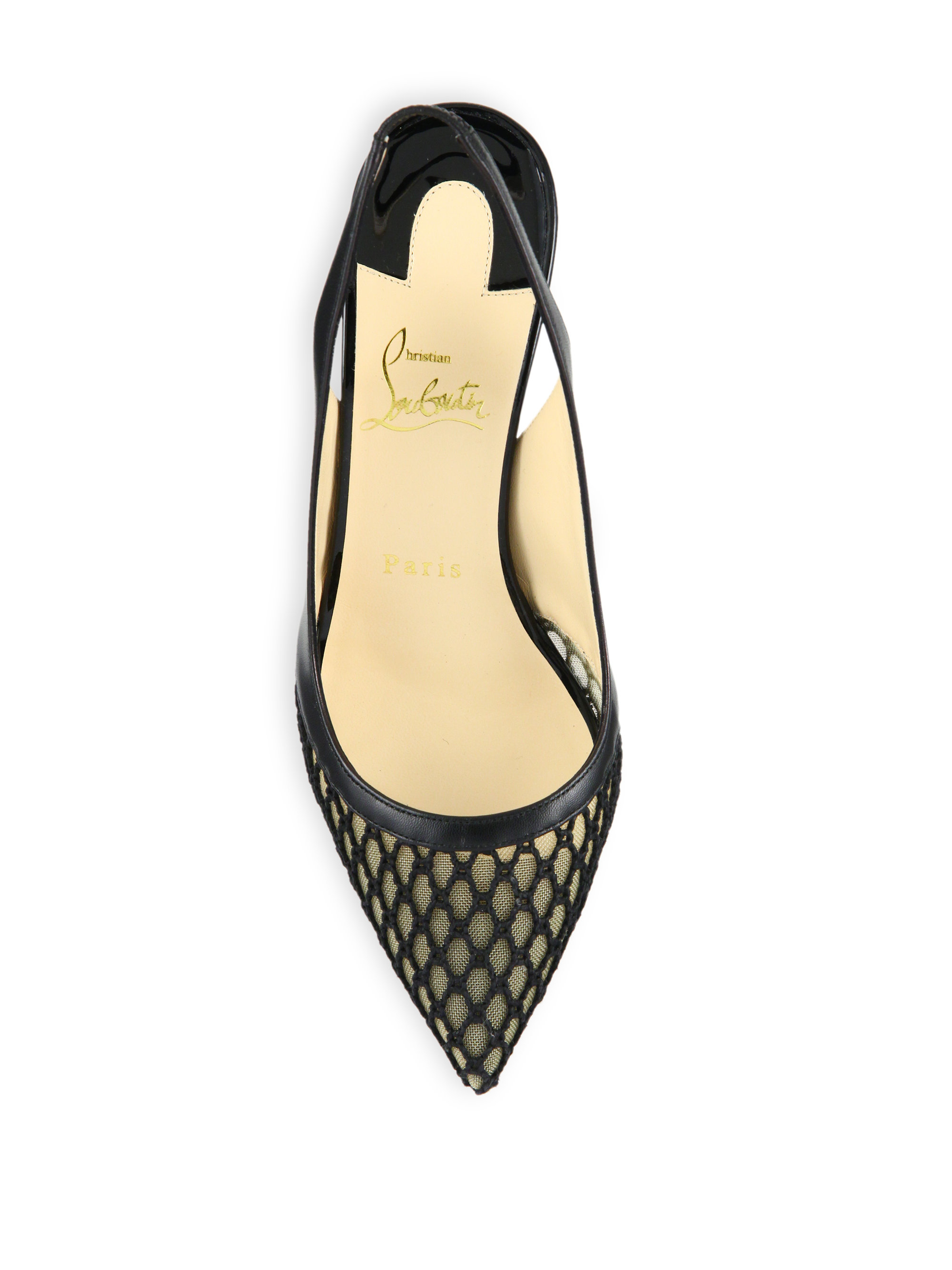 Christian louboutin Guni Patent-trim Spiked Mesh Pumps in Black | Lyst