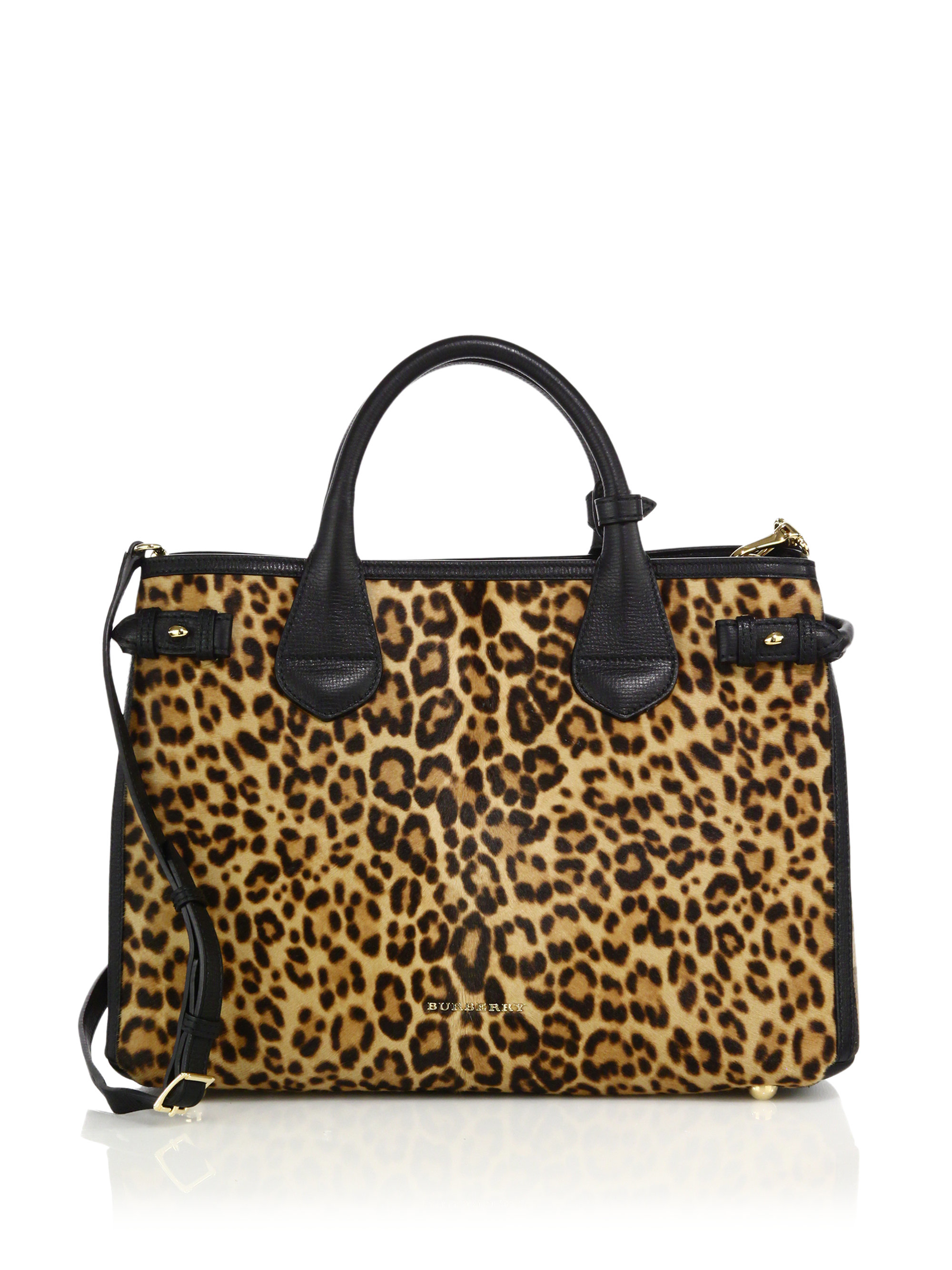 Lyst Burberry Banner Medium Leopard Print Calf Hair Textured Gallery