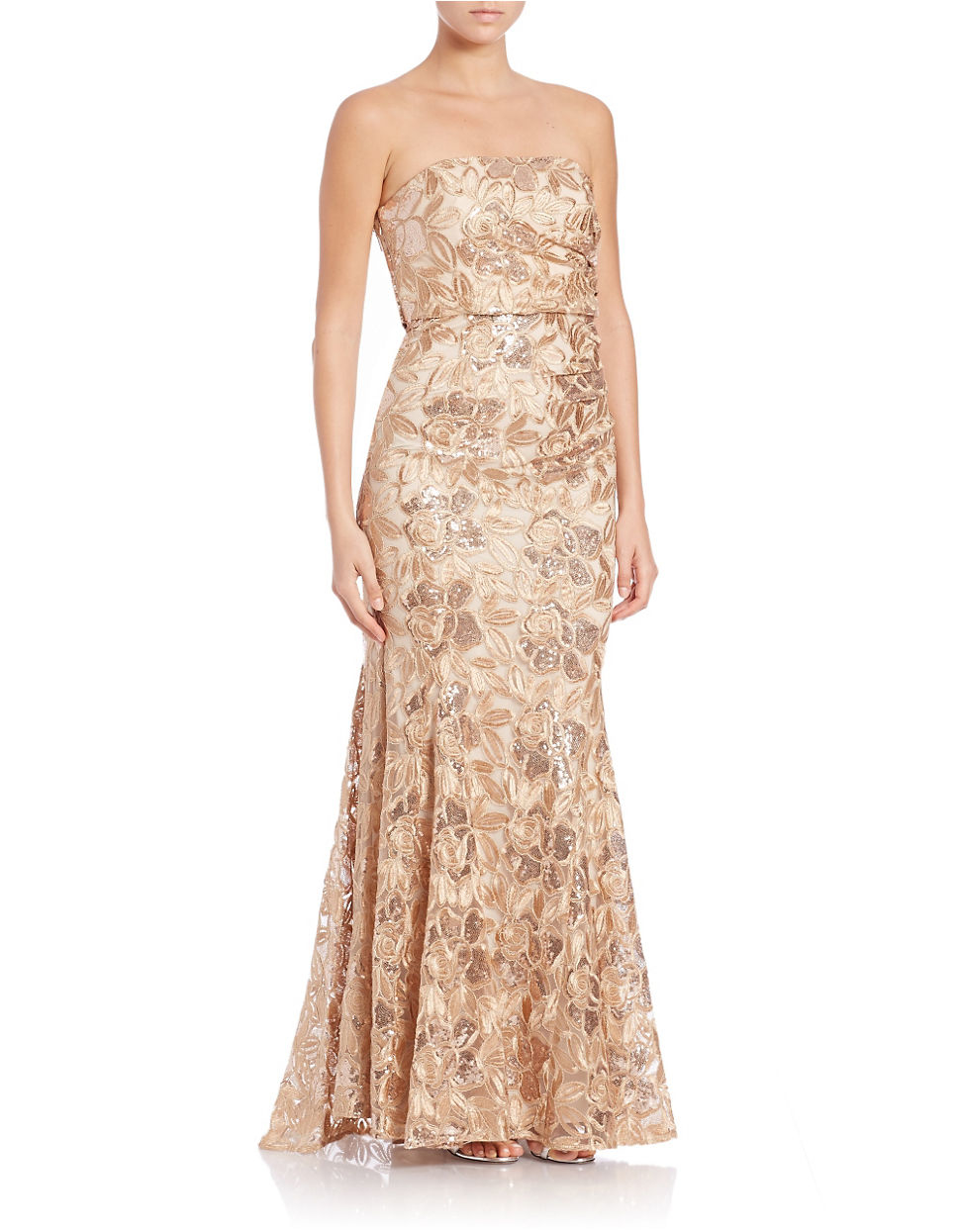 sequin floral gown