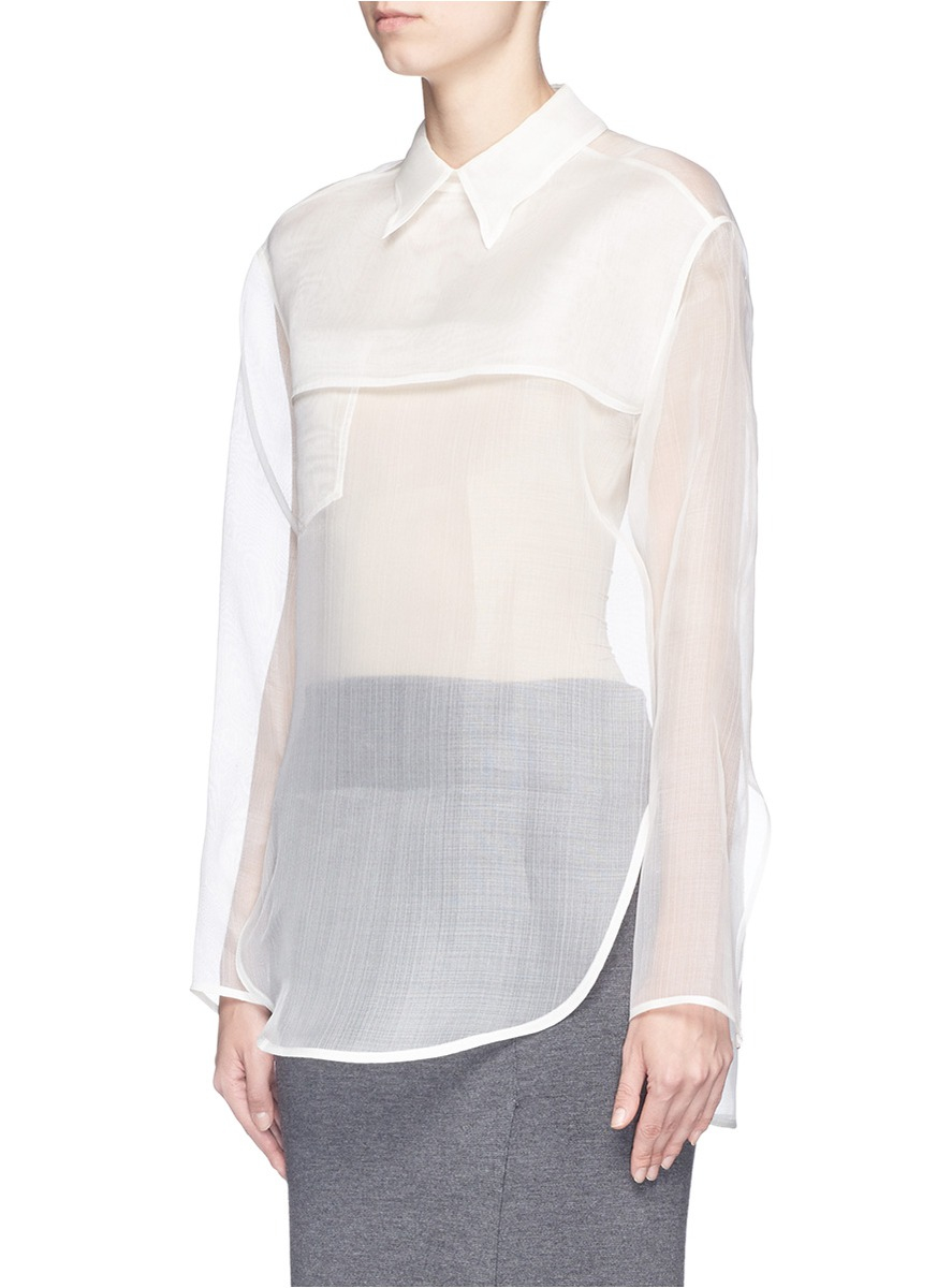 Acne studios 'tino' Sheer Organza Blouse in Natural | Lyst