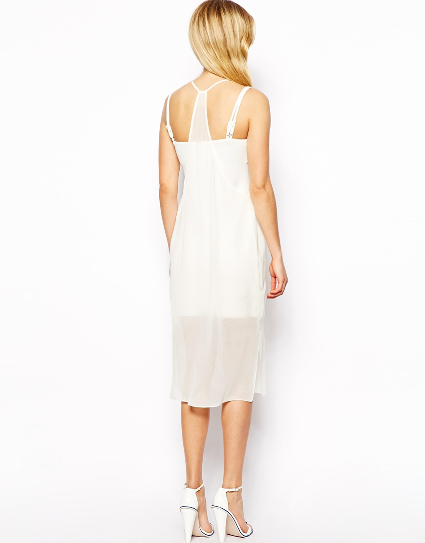 Lyst Asos Sheer Overlay Mini Dress in White