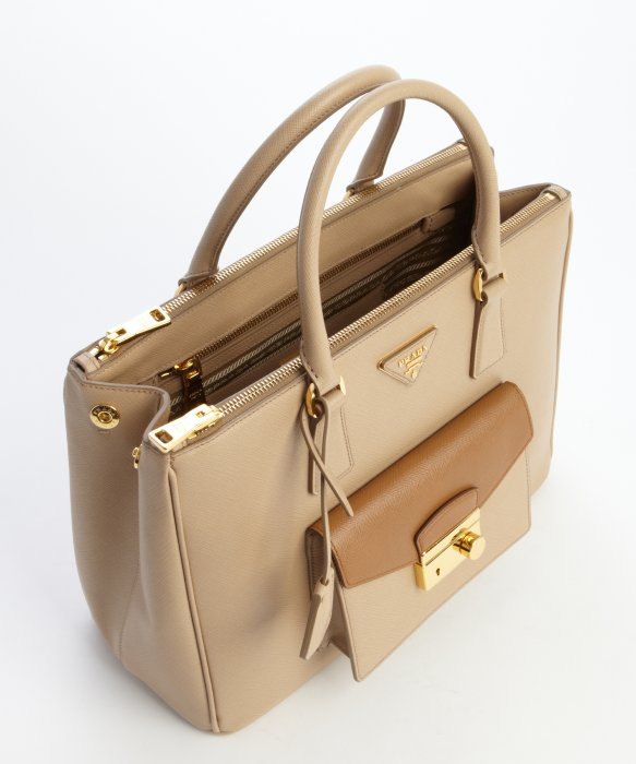 prada beige saffiano leather tote  