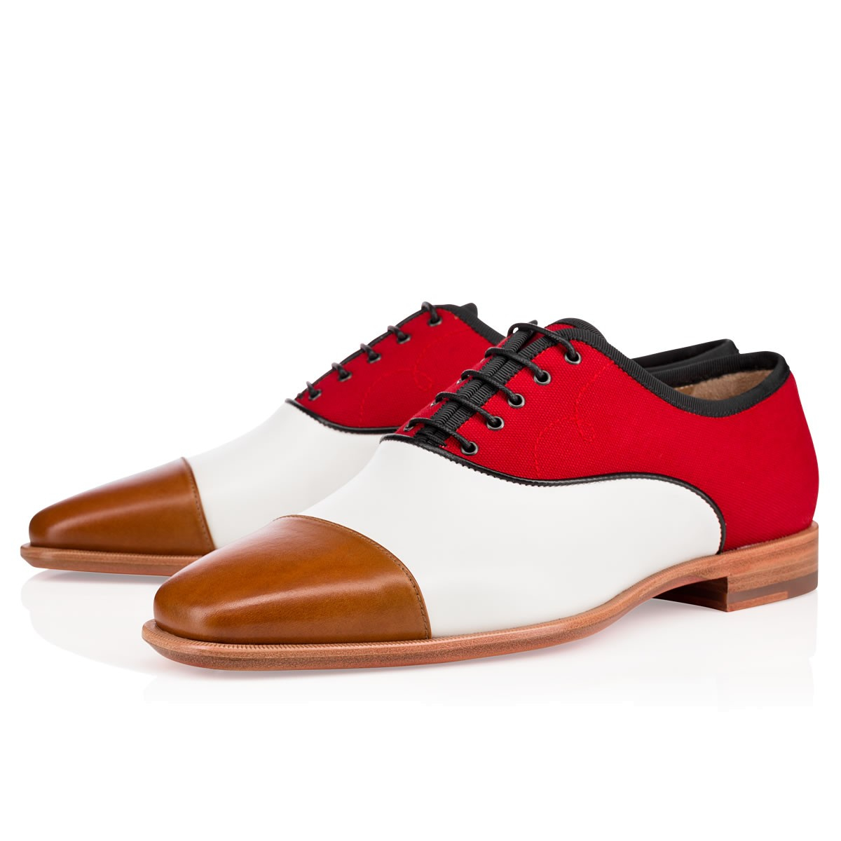 christian louboutin leather Olympio Flat Brogues black and red ...