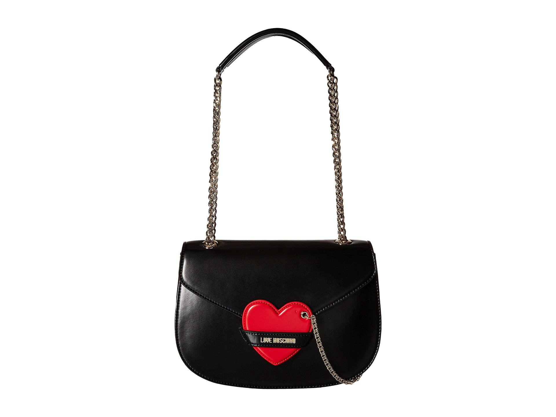 Love moschino Detachable Heart Flap Bag in Black | Lyst