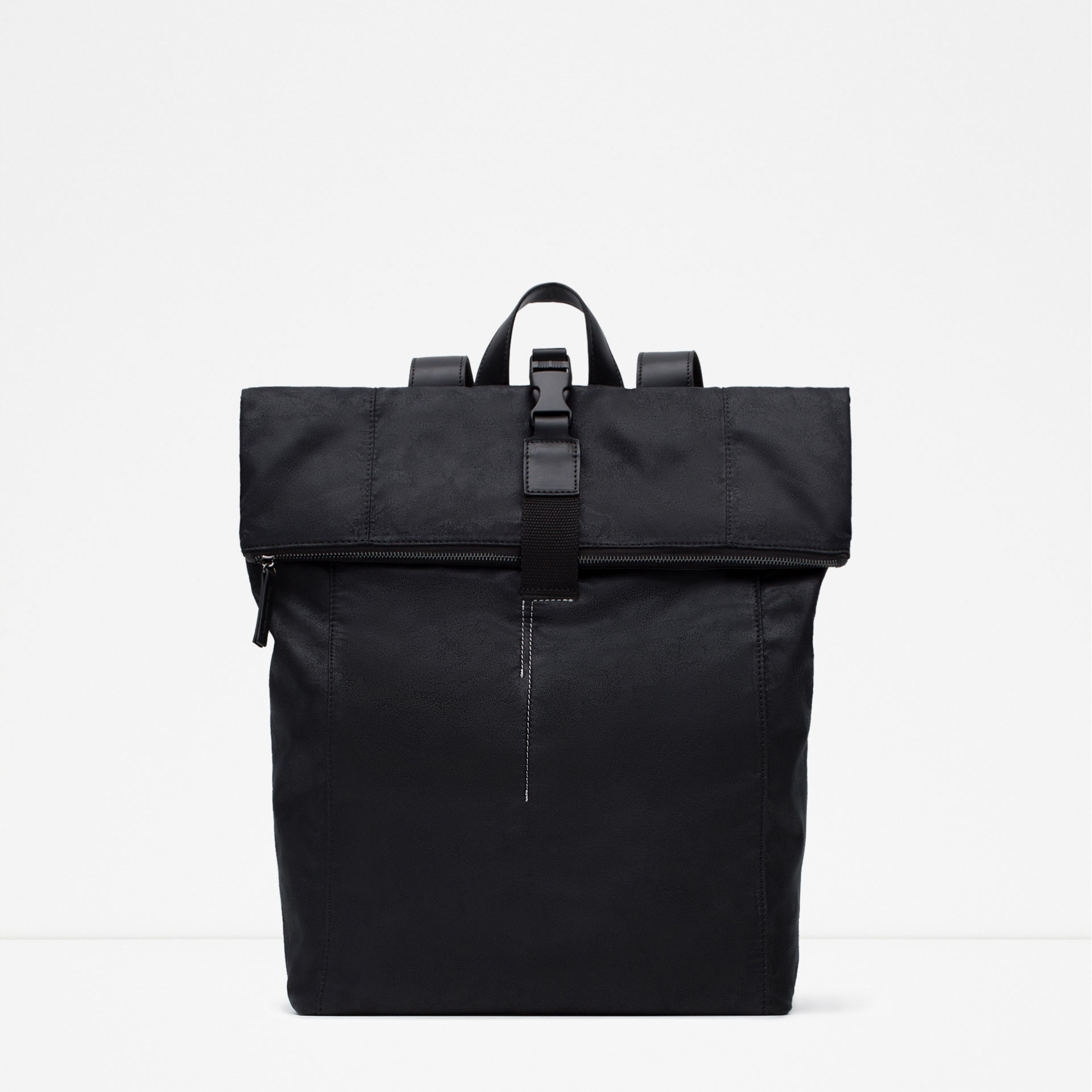 Zara Backpack With Foldover Flap in Black for Men | Lyst