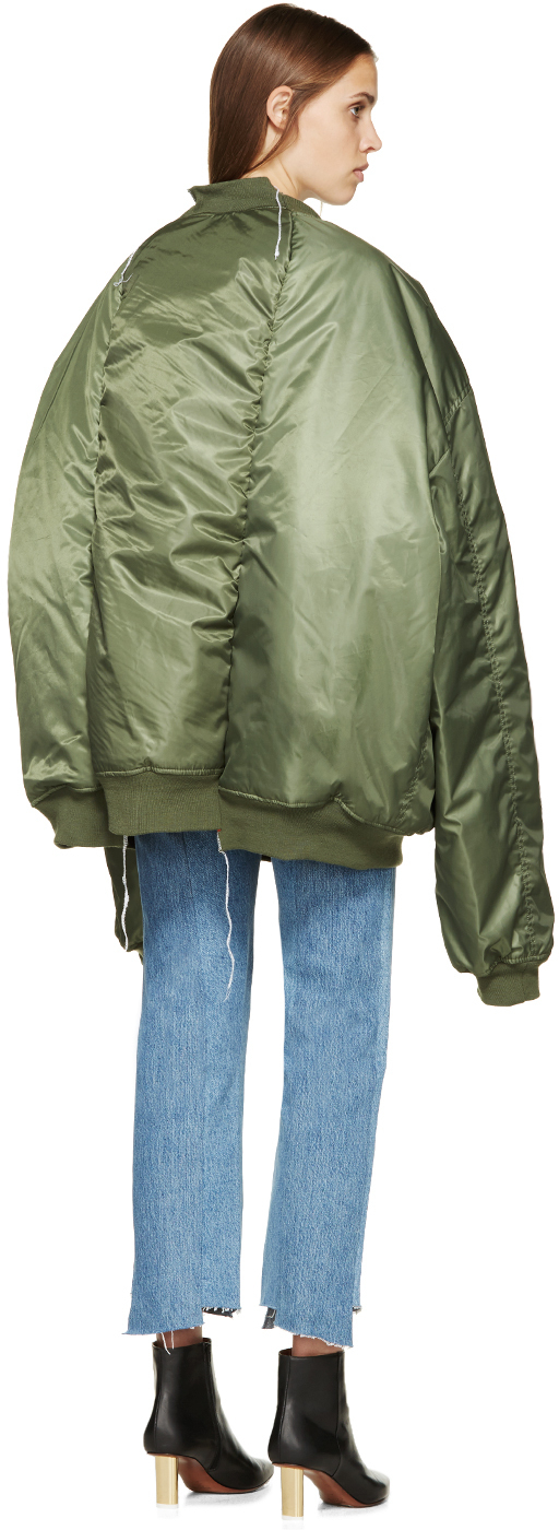 Lyst - Vetements Green Oversized Reversible Bomber Jacket in Green