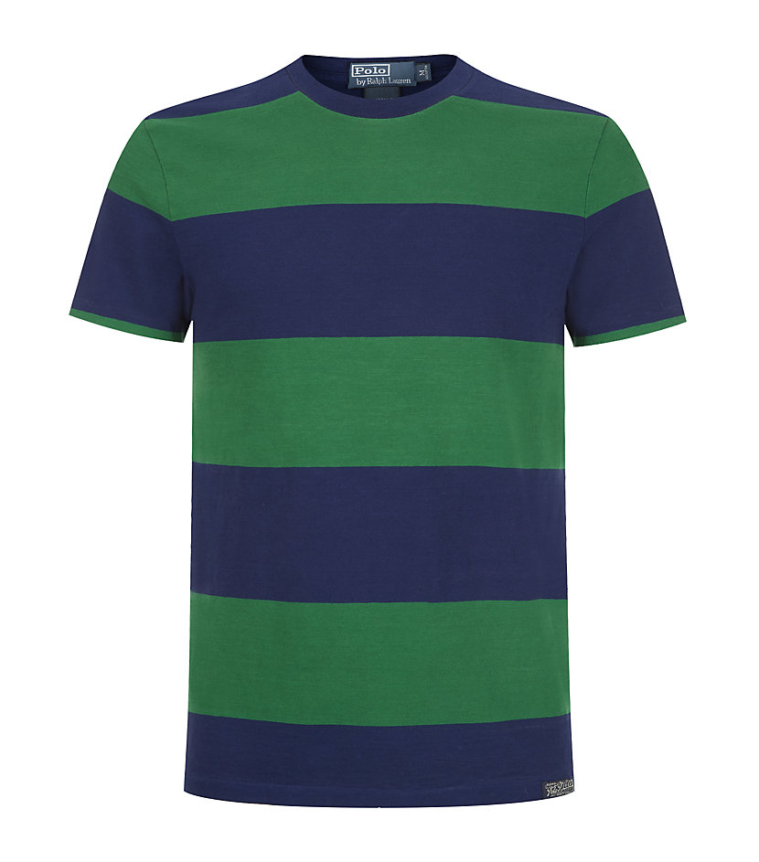 Polo Ralph Lauren Custom Fit Wide Stripe Tshirt in Green for Men | Lyst