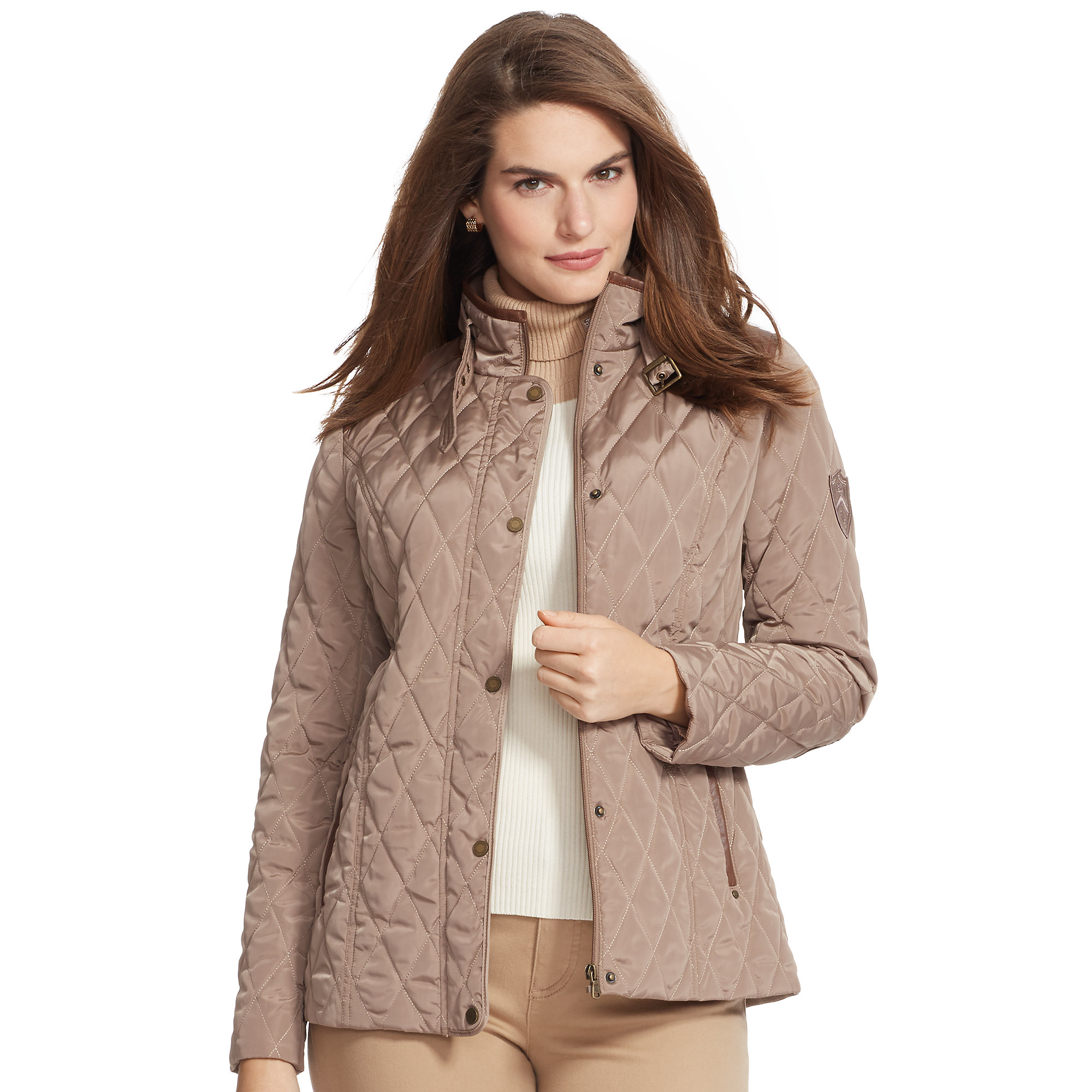 Lyst Ralph Lauren Quilted Mockneck Jacket In Natural Be Inspired