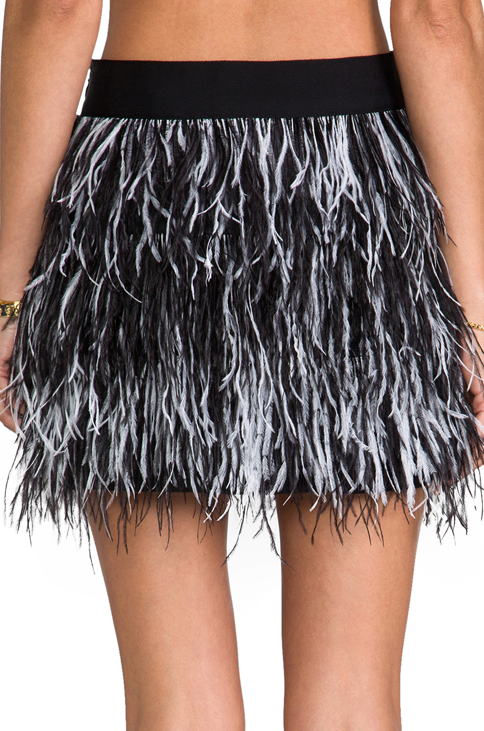 Lyst - Milly Cocktail Ostrich Fringe Skirt in Black in Gray