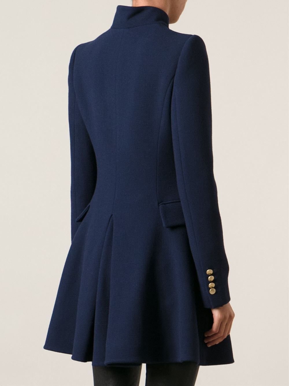 Lyst - Alexander Mcqueen Pleated Aline Coat in Blue