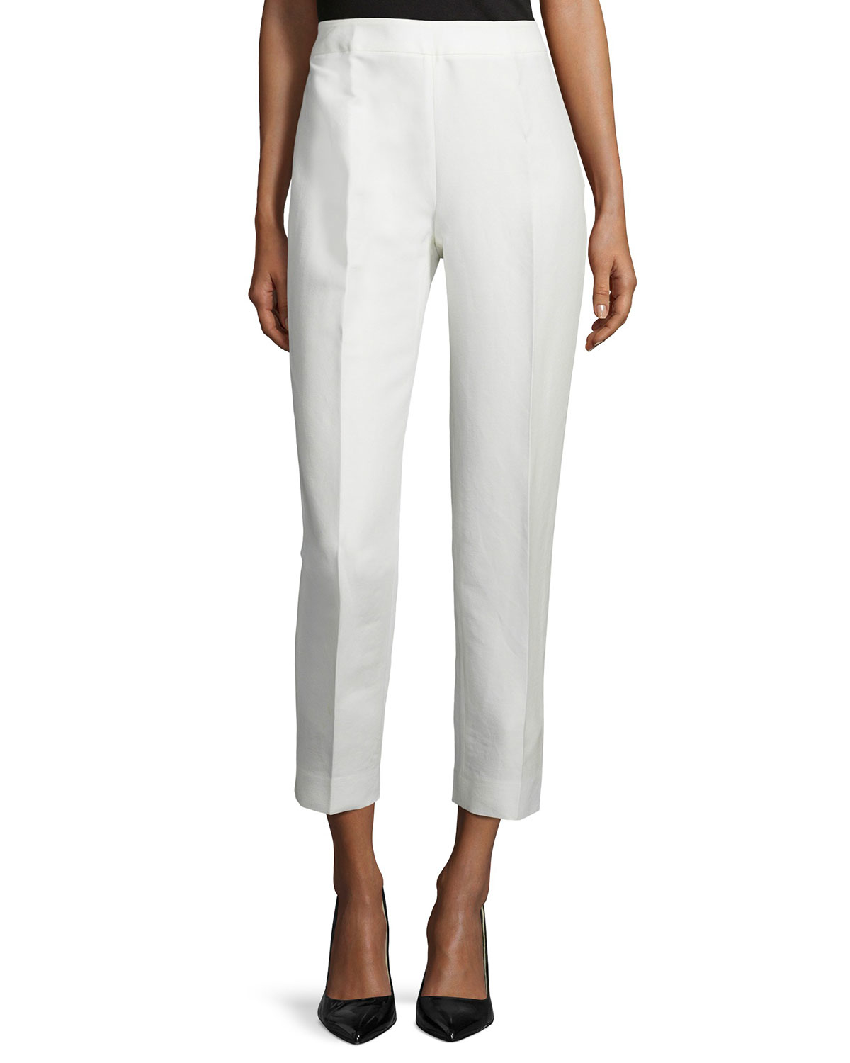 ivory slim leg cropped pants