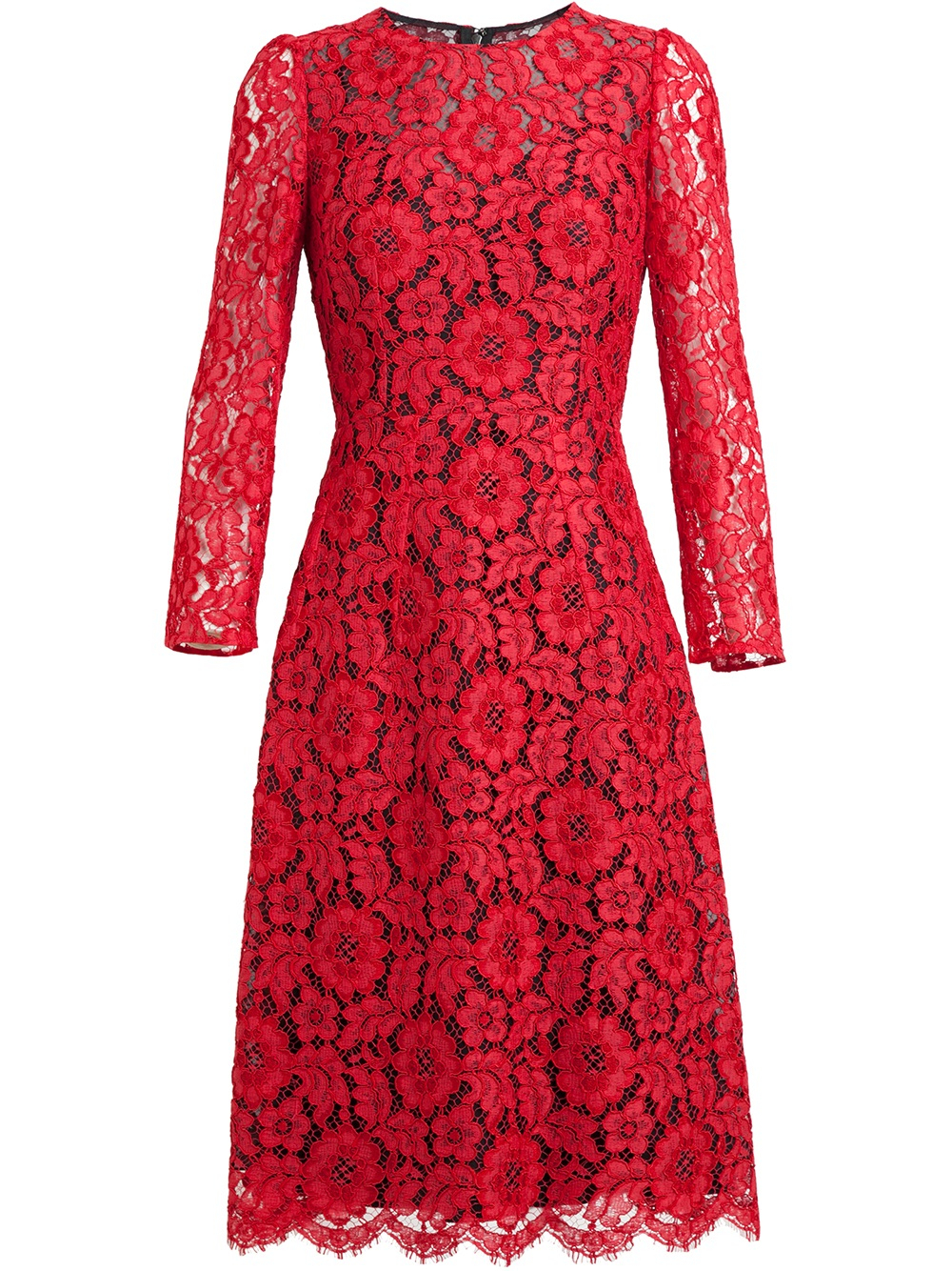 Lyst - Dolce & Gabbana Floral Lace Dress in Red