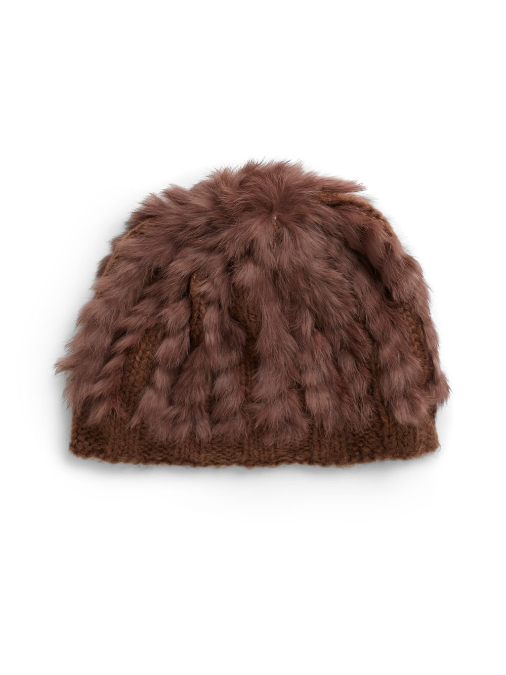 york pom annabelle pom hat new new in Beanie Rabbit Brown Lyst  Annabelle Knit york  (chocolate) Fur