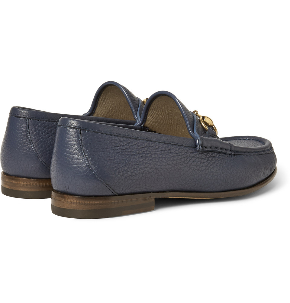 gucci blue leather loafers