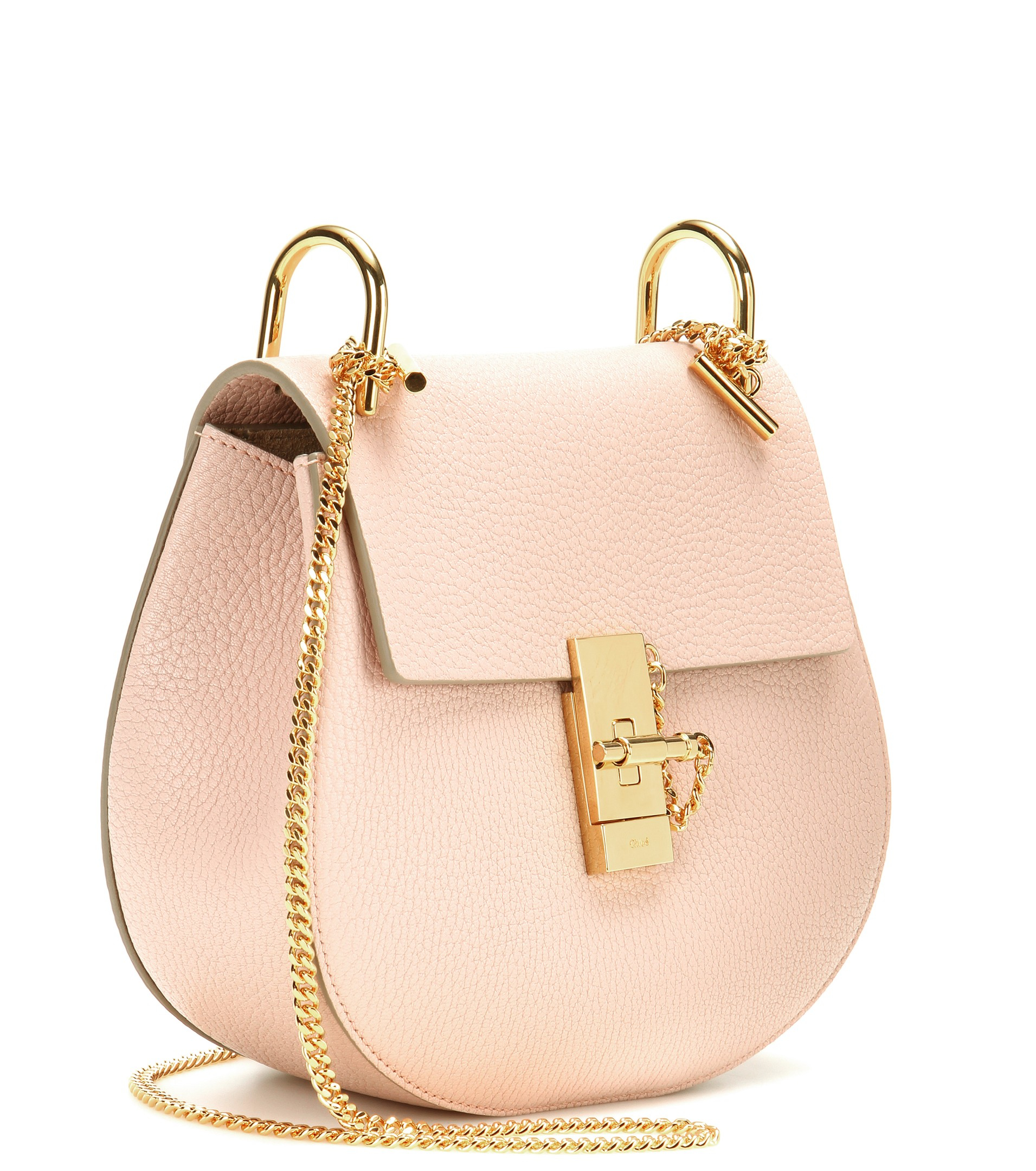 Chlo Drew Small Leather Shoulder Bag in Pink (Cement Pink) | Lyst