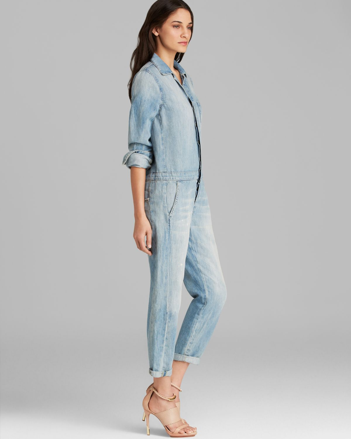 womens blue jean jumpsuits