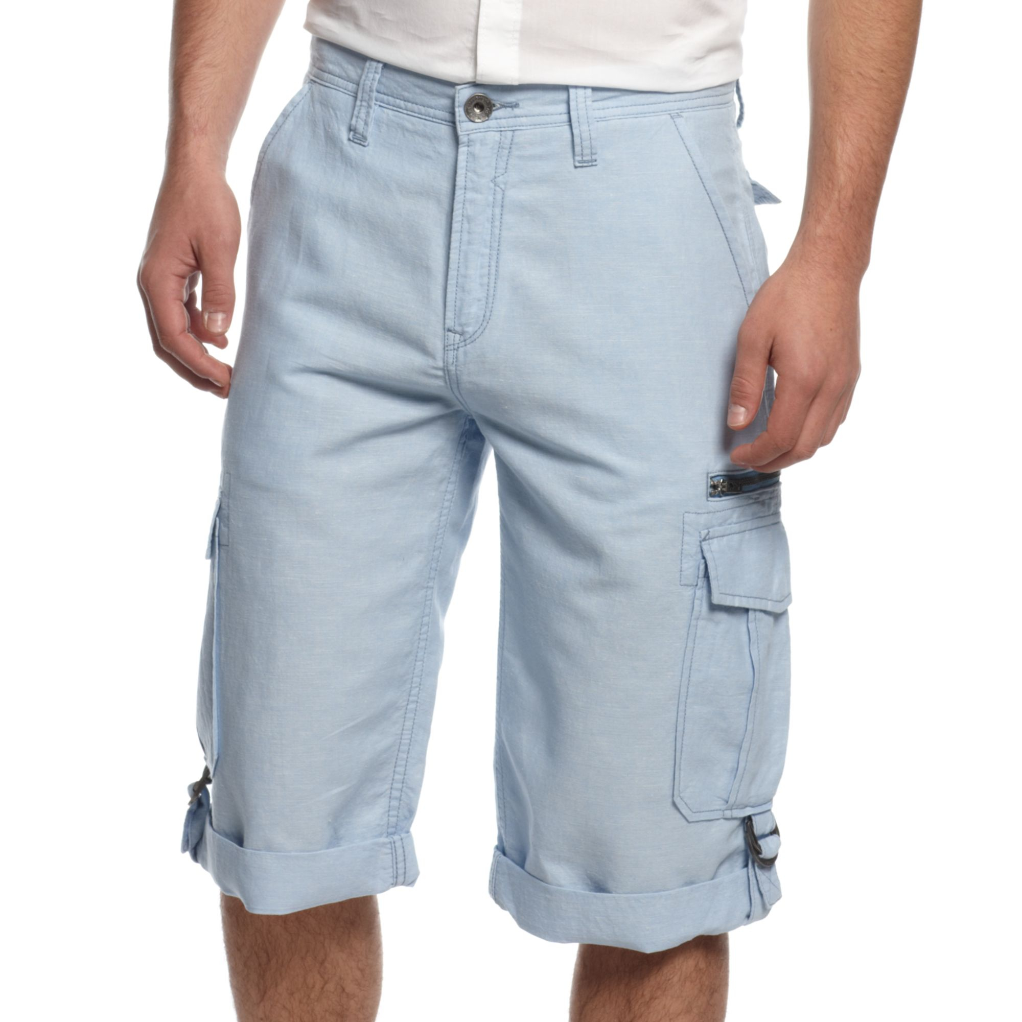 Guess Jeans Linenblend Fatigue Shorts in Blue for Men (Boardwalk Blue ...