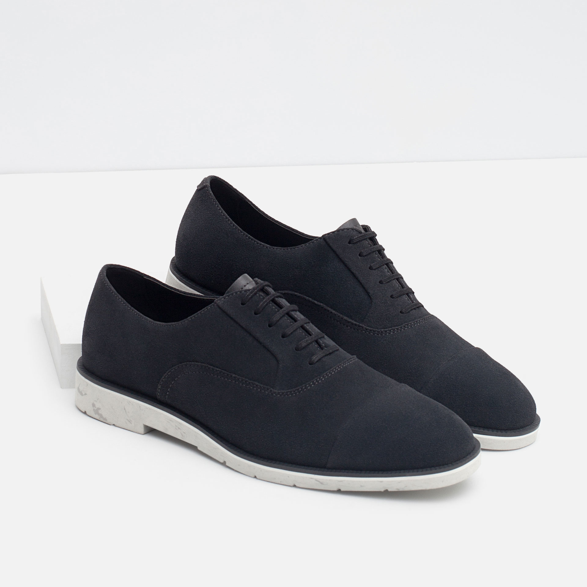Zara Suede Oxford Shoes in Gray for Men | Lyst