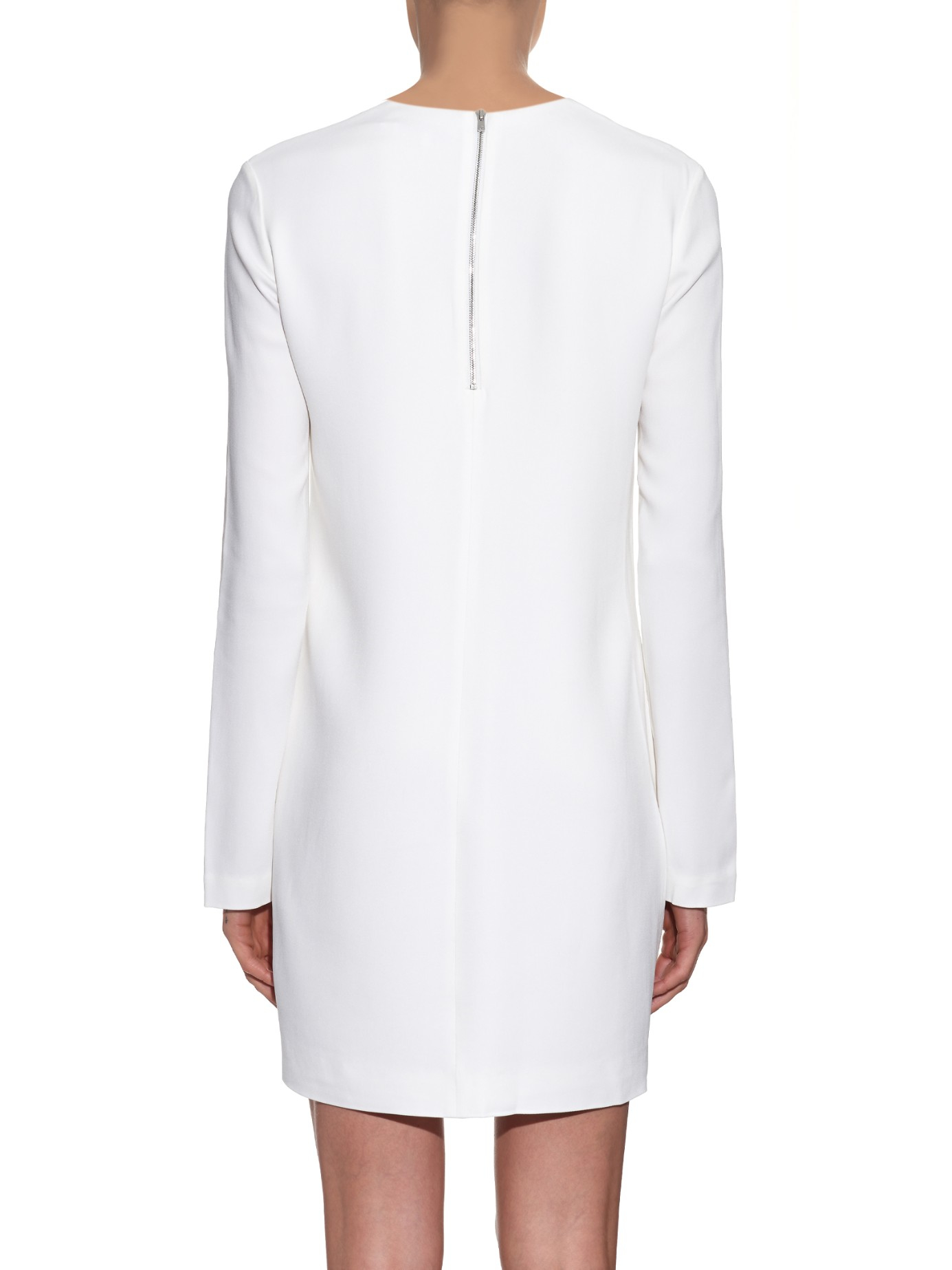 Lyst - Helmut lang Long-Sleeved Crepe Dress in White