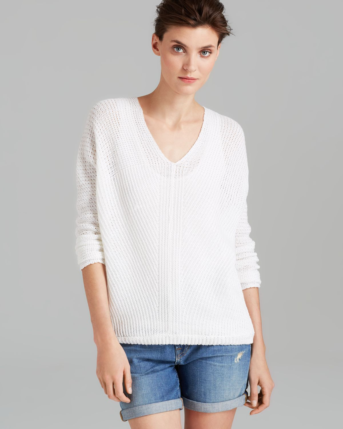 white linen sweater