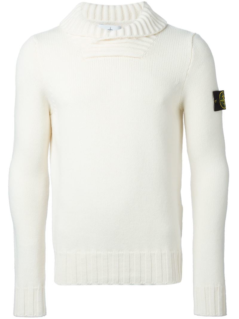 mens white shawl collar sweater