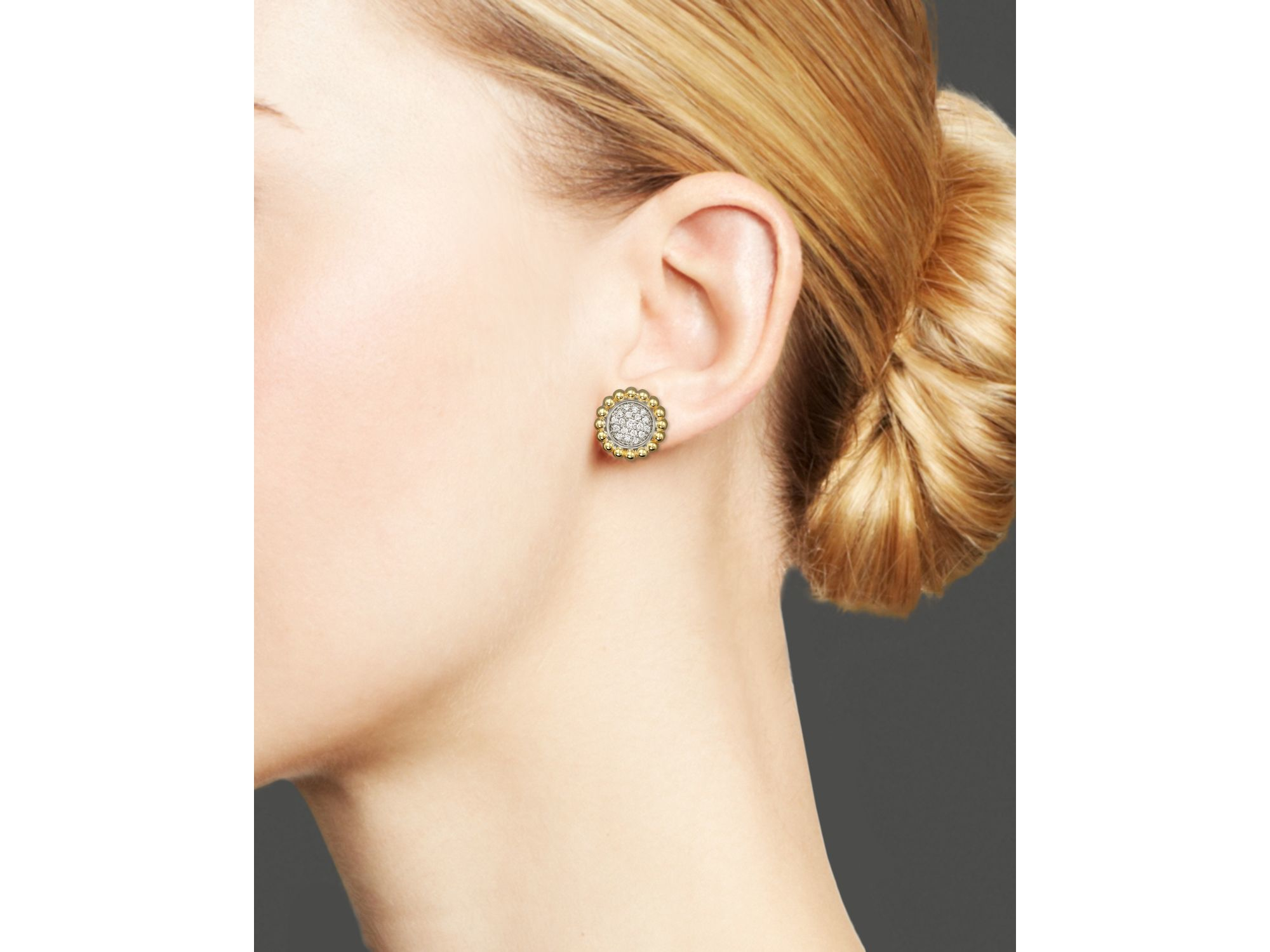 Lyst Lagos Sterling Silver And 18k Gold Caviar Stud Earrings With Gallery